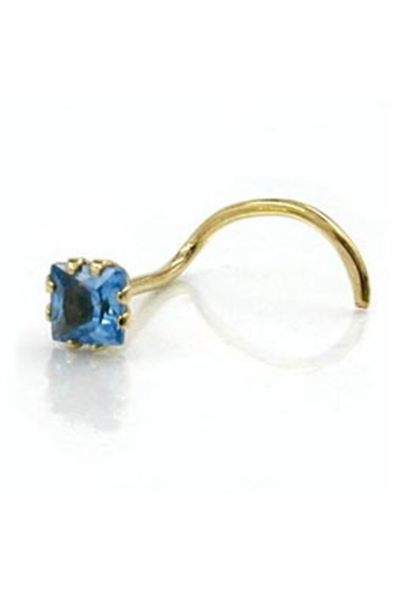 NOSE SCREW ZIRCONIA-AQUA 18KT GOLD