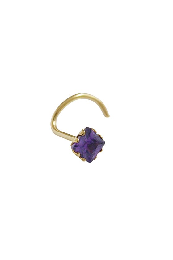 NOSE SCREW CUBIC ZIRCONIA PURPLE 18K GOLD