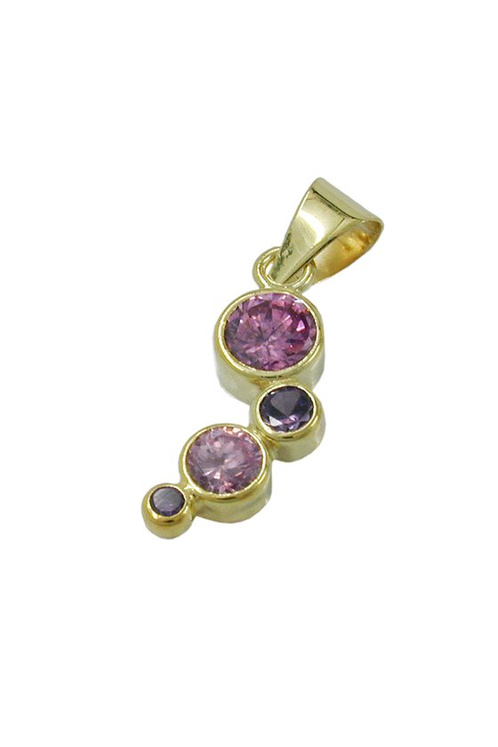 PENDANT ZIRCONIA PINK-PURPLE 9K GOLD