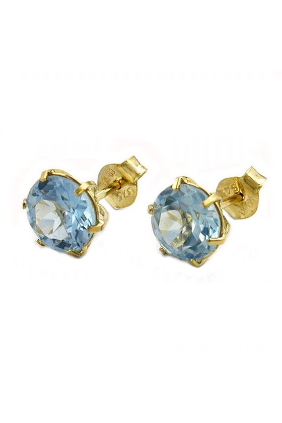 EARRINGS ROUND AQUAMARINE 9K GOLD