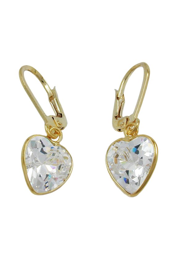 EARRINGS HEART ZIRCONIA 9K GOLD
