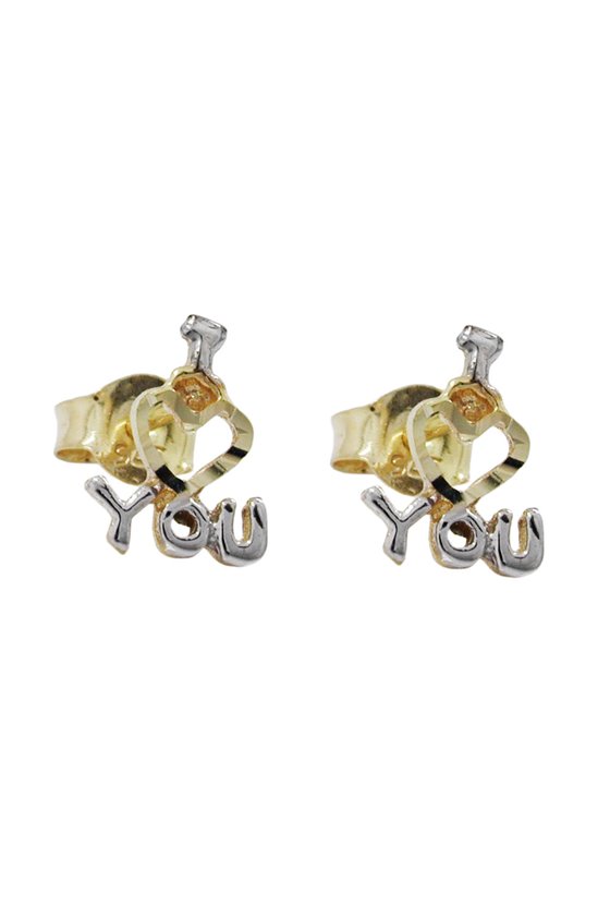 EARRINGS I LOVE YOU BICOLOUR 9KT GOLD