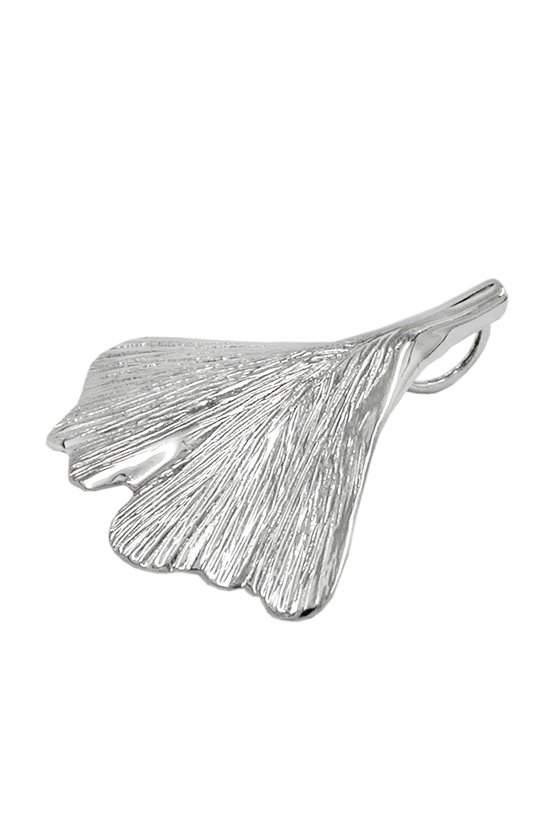 PENDANT GINKGO LEAF 25MM 9K WHITE GOLD