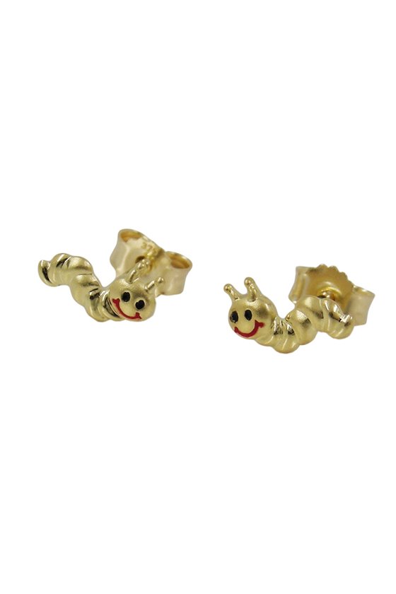 EARSTUDS WORM DULL-SHINY 9K GOLD