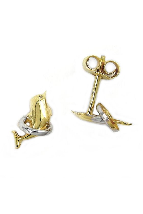 EARRINGS DOLPHIN BICOLOUR 9K GOLD