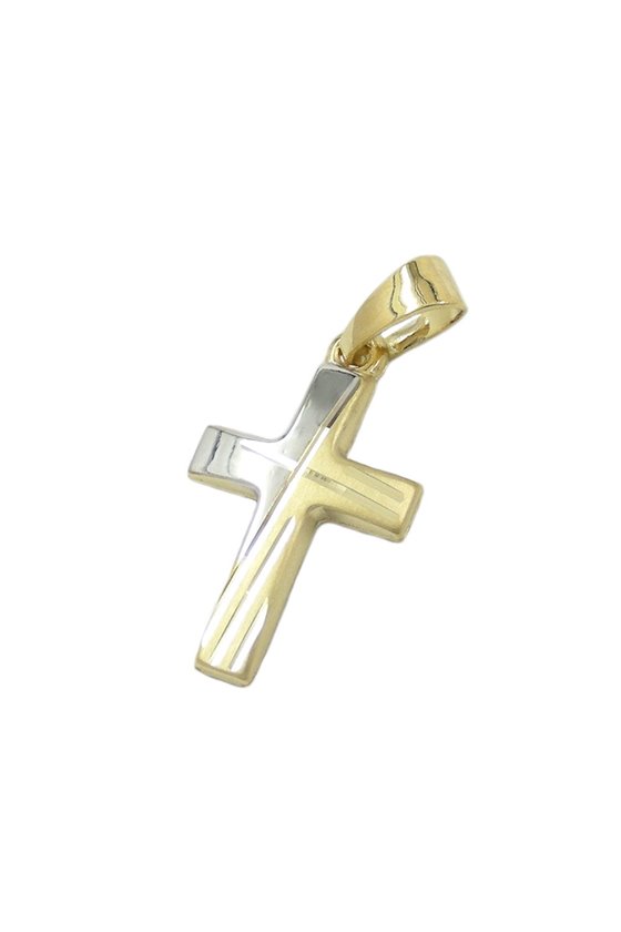 PENDANT CRUCIFIX BICOLOUR 14K GOLD