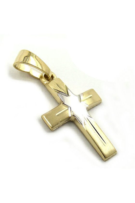 PENDANT CRUCIFIX BICOLOUR 14K GOLD