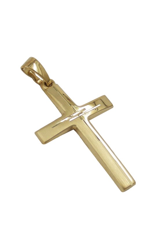 PENDANT CROSS DIAMOND CUT 14K GOLD