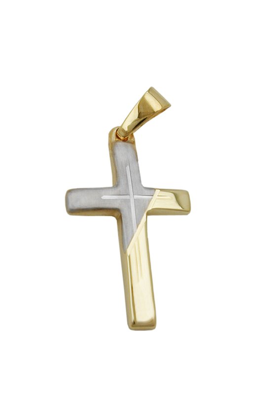 PENDANT CROSS BICOLOUR 14K GOLD