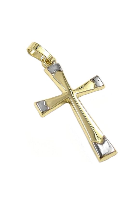 PENDANT CROSS RHODIUM-PLATED 14K GOLD