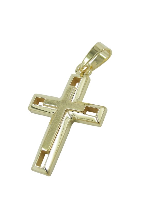 PENDANT DUOBLE CROSS HEAVY 9K GOLD