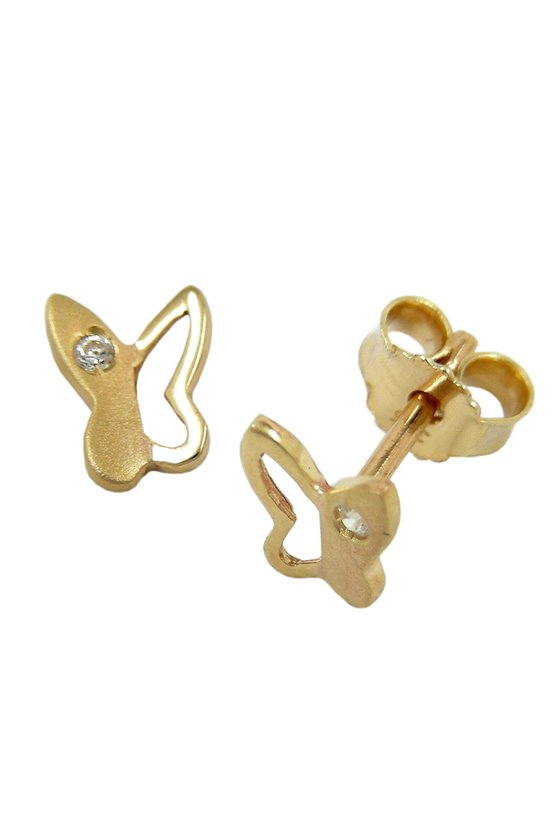 STUD EARRINGS BUTTERFLY ZIRCONIA 9K GOLD