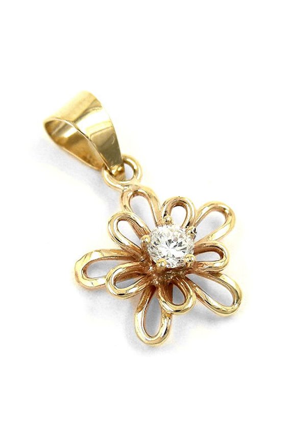 PENDANT FLOWER CUBIC ZIRCONIA 9K GOLD
