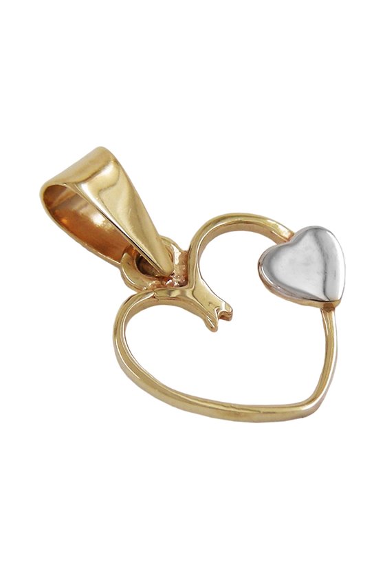 PENDANT 2 HEART BICOLOURED 9K GOLD