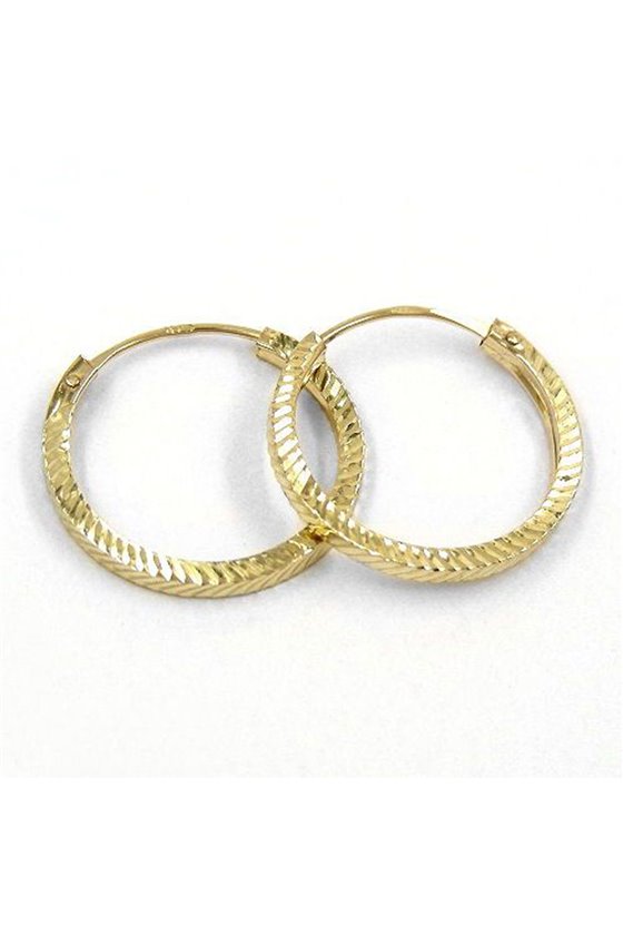 EARRINGS HOOP 17MM DIAMOND CUT 9K GOLD