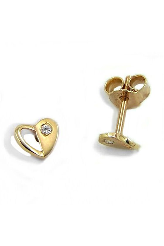 EARRINGS HEART WHITE ZIRCONIA 9K GOLD