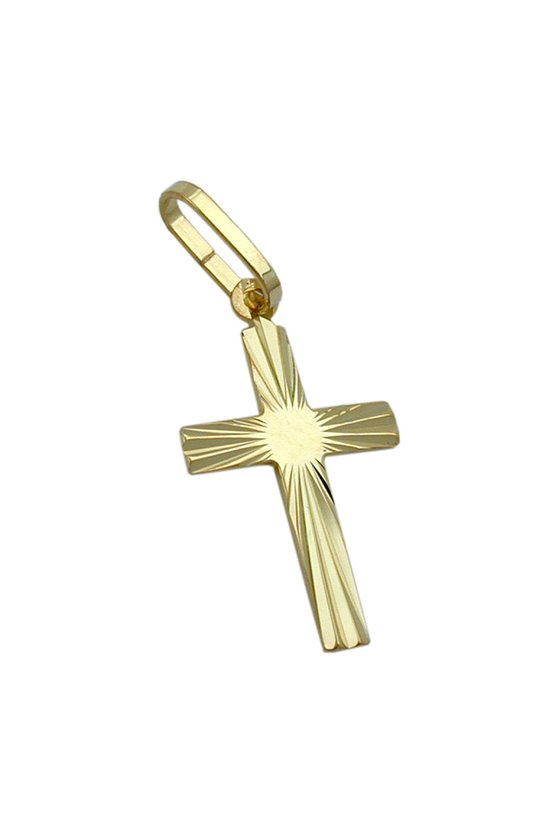 PENDANT CROSS DIAMOND CUT 9K GOLD