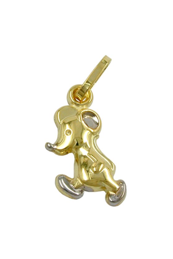 PENDANT MOUSE BICOLOURED 9K GOLD