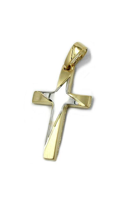 PENDANT CROSS TWO TONE 14K GOLD