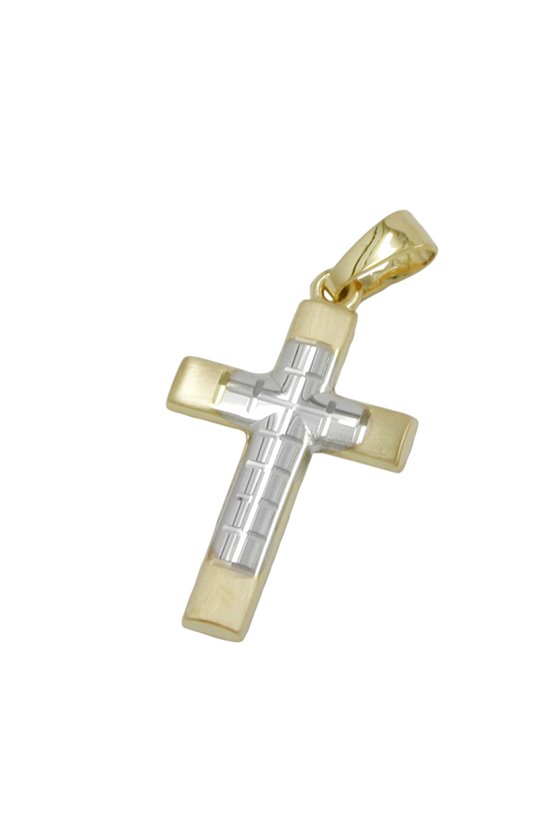 PENDANT CROSS BICOLOR 14K GOLD
