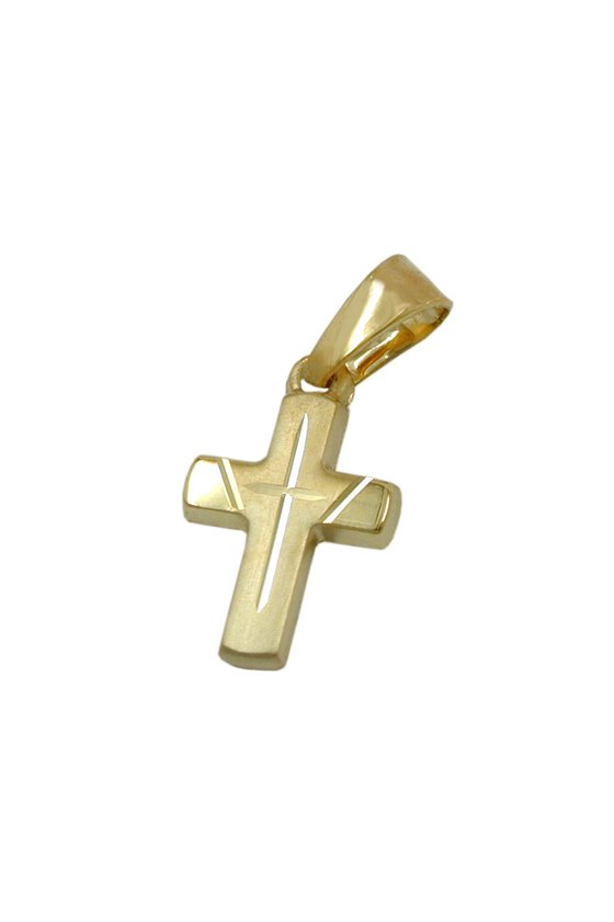 PENDANT CRUCIFIX DIAMOND CUT 14K GOLD