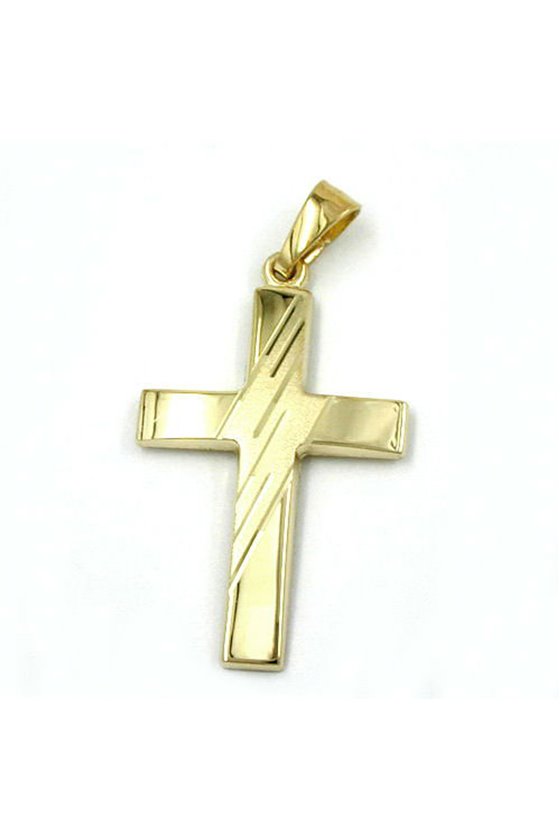PENDANT CRUCIFIX DIAMOND CUT 14K GOLD