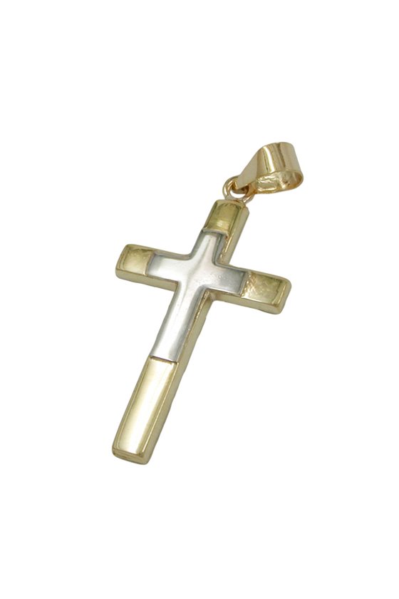 PENDANT CROSS TWO TONE 9K GOLD
