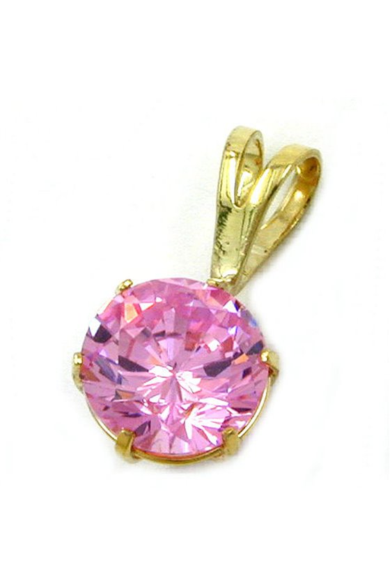 PENDANT ZIRCONIA PINK 8MM 9K GOLD