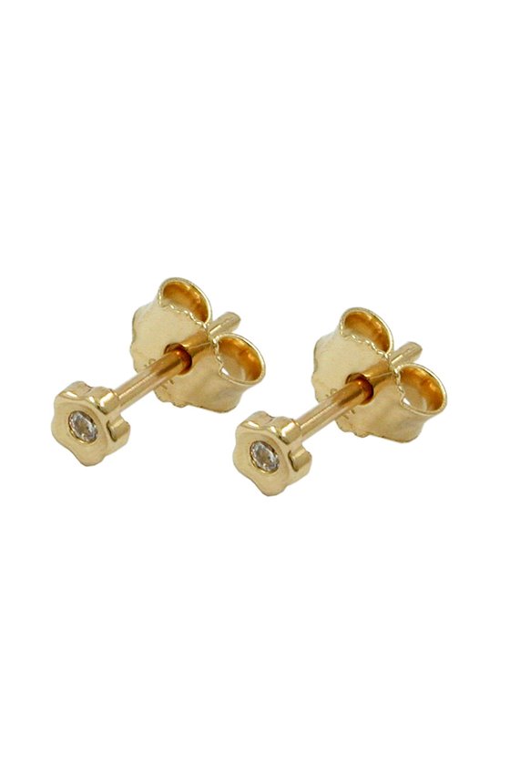 EARRINGS FLOWER CUBIC ZIRCONIA 9K GOLD