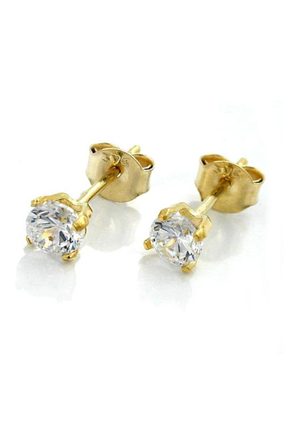 EARRINGS ZIRCONIA 4MM 9K GOLD