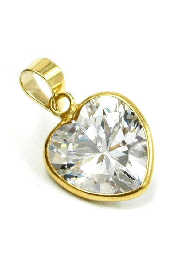 PENDANT ZIRCONIA HEART WHITE 9K GOLD