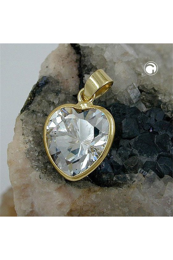 PENDANT ZIRCONIA HEART WHITE 9K GOLD