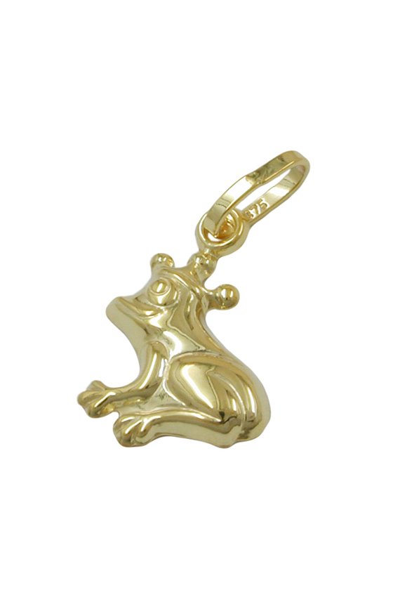 PENDANT FAIRYTALE FROG WITH CROWN SHINY 9K GOLD