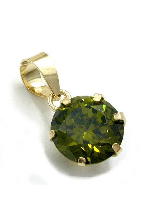 PENDANT BIG ZIRCONIA OLIVE 9K GOLD