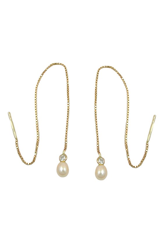 EARRINGS THREAD BOX CHAIN 93MM 9K GOLD