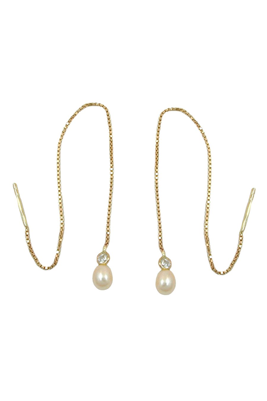 EARRINGS THREAD BOX CHAIN 93MM 9K GOLD