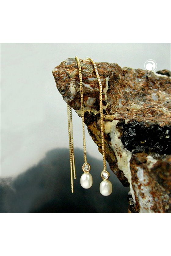 EARRINGS THREAD BOX CHAIN 93MM 9K GOLD