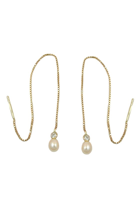 EARRINGS THREAD BOX CHAIN 93MM 9K GOLD