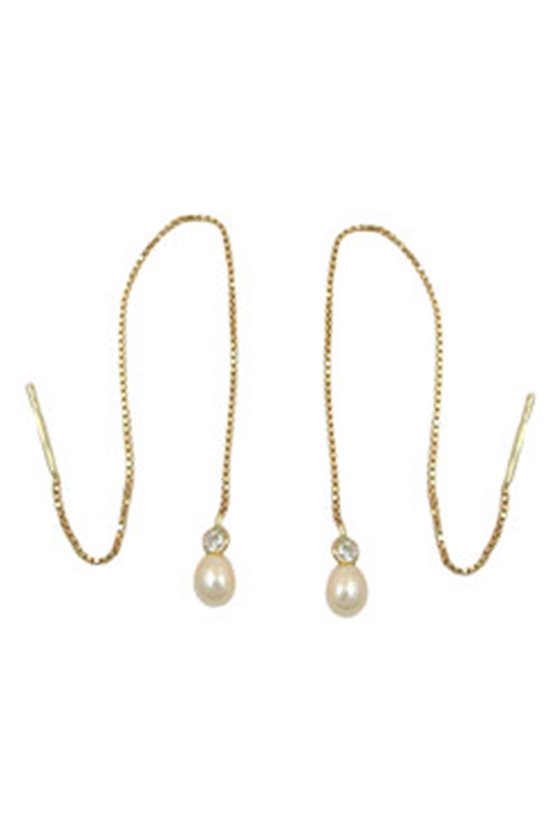 EARRINGS THREAD BOX CHAIN 93MM 9K GOLD