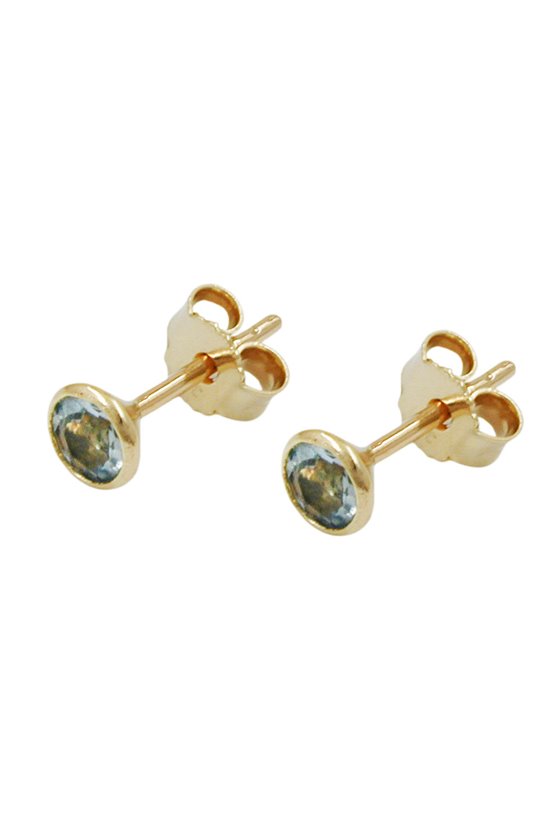 EARRINGS AQUAMARIN 4MM 9K GOLD