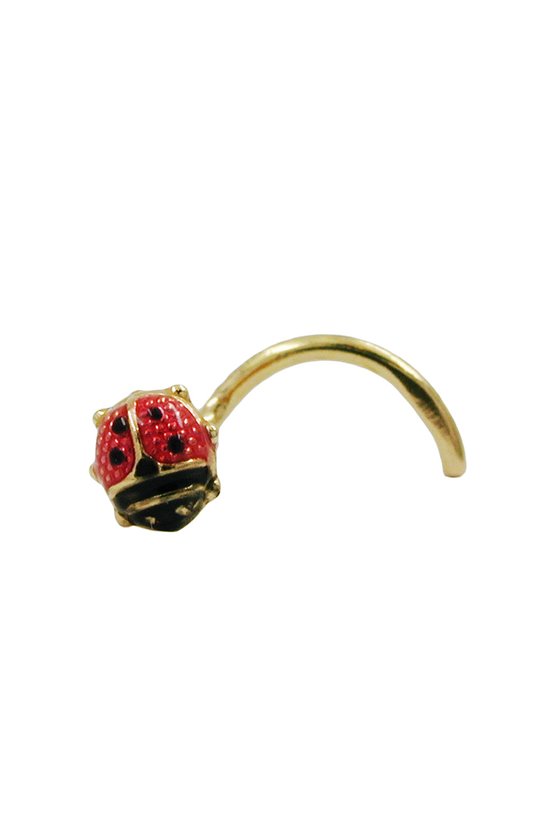 NOSE SCREW LADYBIRD RED-BLACK 18K GOLD