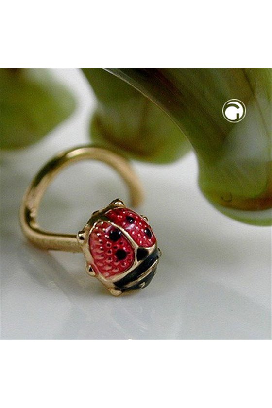 NOSE SCREW LADYBIRD RED-BLACK 18K GOLD