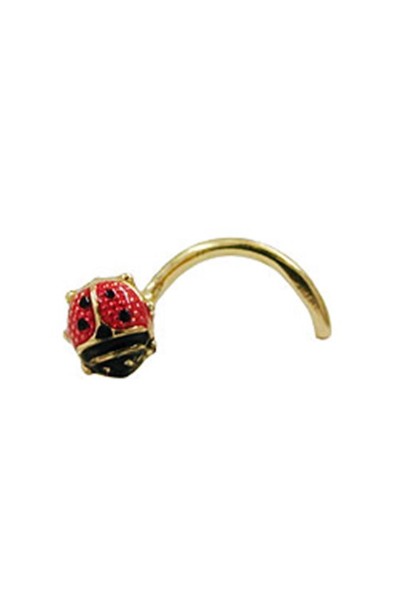 NOSE SCREW LADYBIRD RED-BLACK 18K GOLD