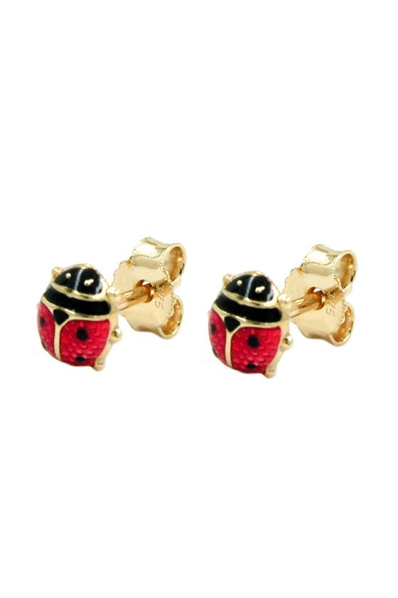 EARRINGS LADYBIRD RED-BLACK 9K GOLD