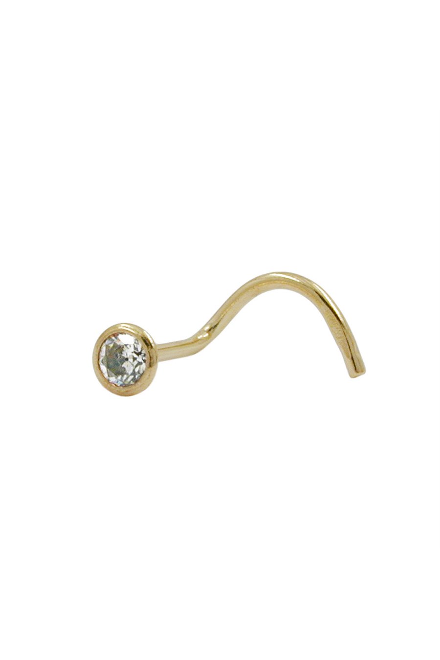 NOSE SCREW WHITE CUBIC ZIRCONIA 9K GOLD