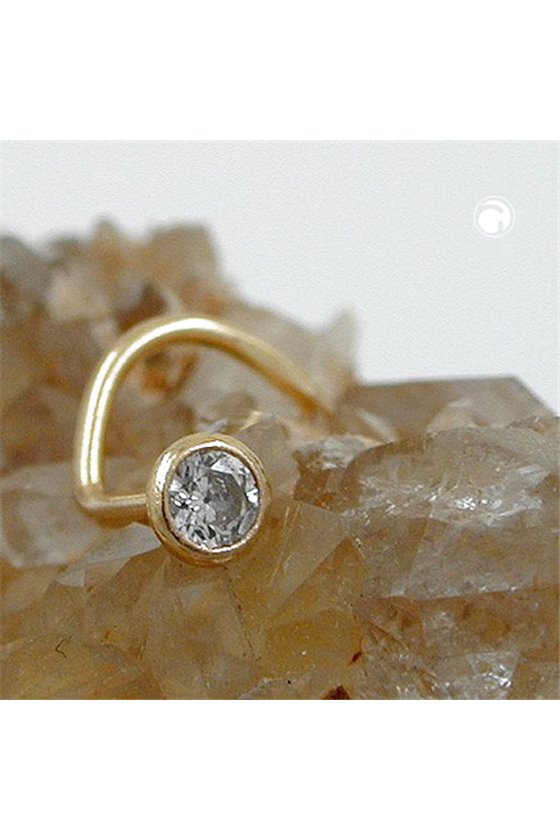 NOSE SCREW WHITE CUBIC ZIRCONIA 9K GOLD