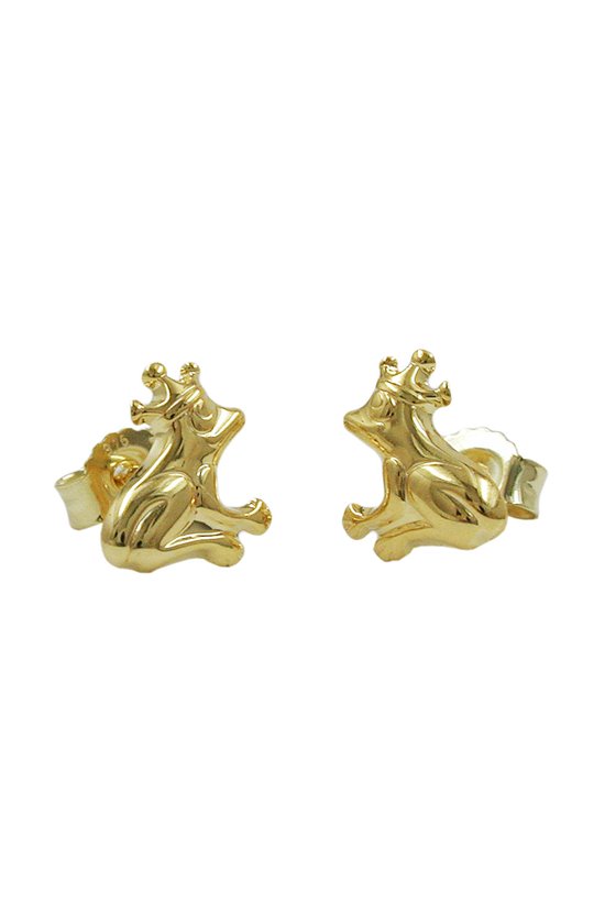 STUD EARRINGS FROG WITH CROWN 9K GOLD