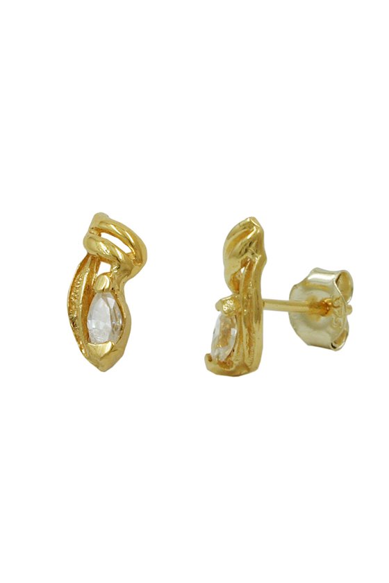 EARRINGS FILIGREE ZIRCONIA 9K GOLD