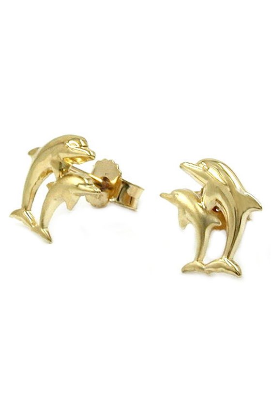 EARRINGS 2 DOLPHINS 9K GOLD