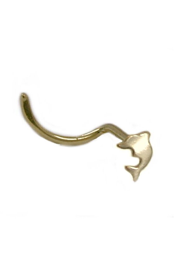 NOSE SCREW SMALL DOLPHIN 14K GOLD